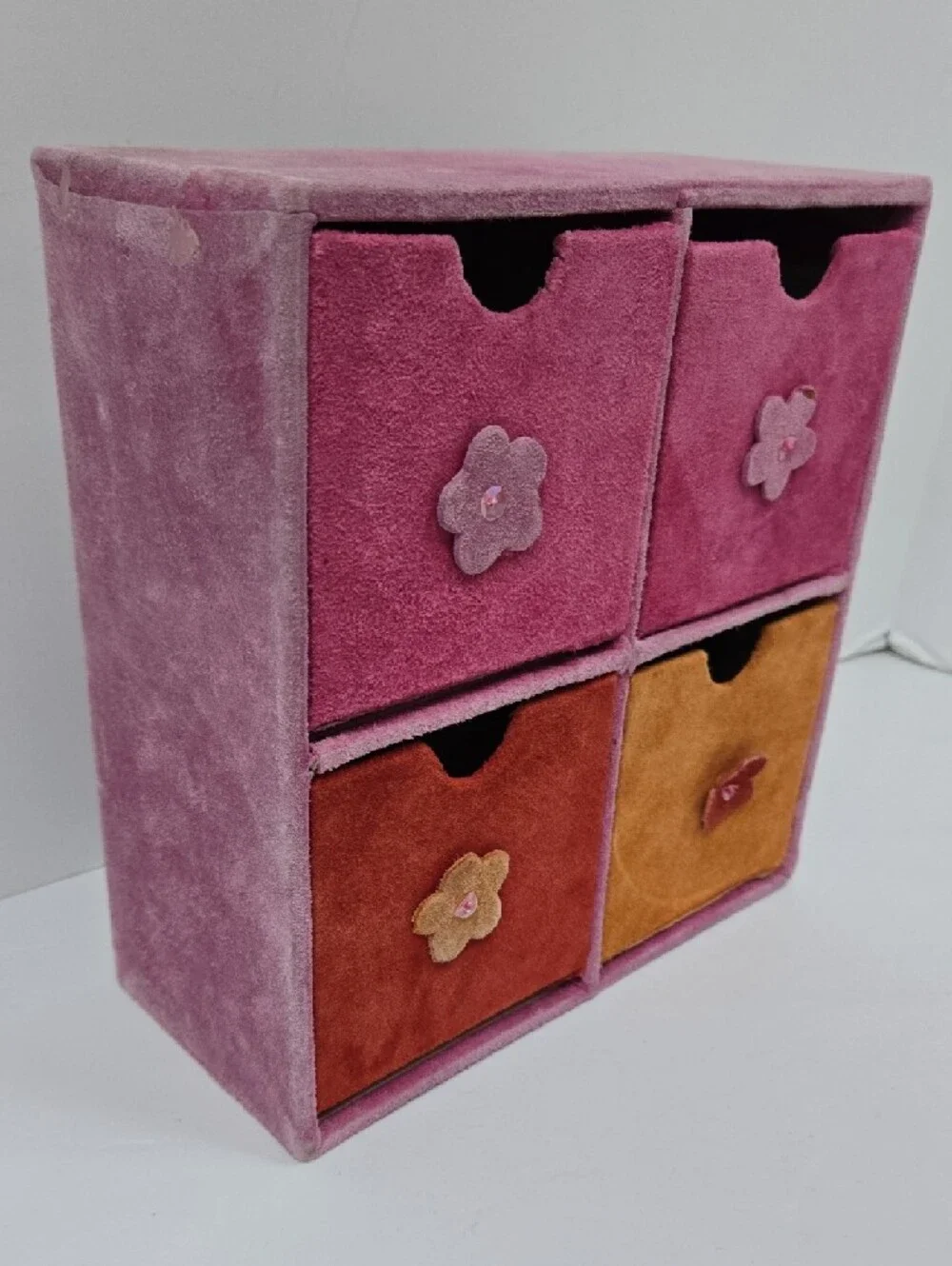Suede 4-Drawer Cube Organizer - Pink & Orange